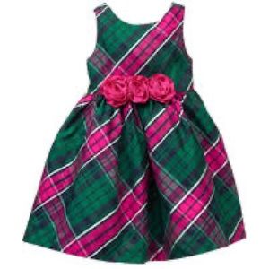 Janie & Jack size 5 Emerald Chateau plaid taffeta dress gorgeous Christmas 🎄